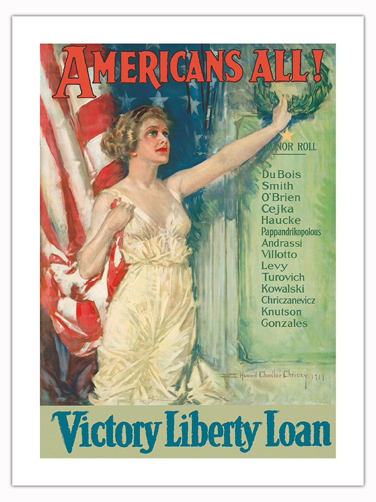Americans All - Victory Liberty Loan - Vintage War Poster by H Chandler Christy - Picture 6 of 21