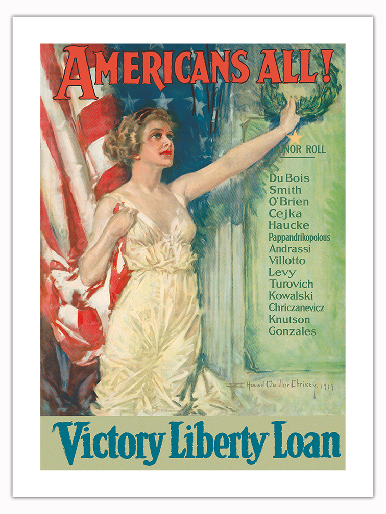 Americans All - Victory Liberty Loan - Vintage War Poster by H Chandler Christy - Picture 12 of 21