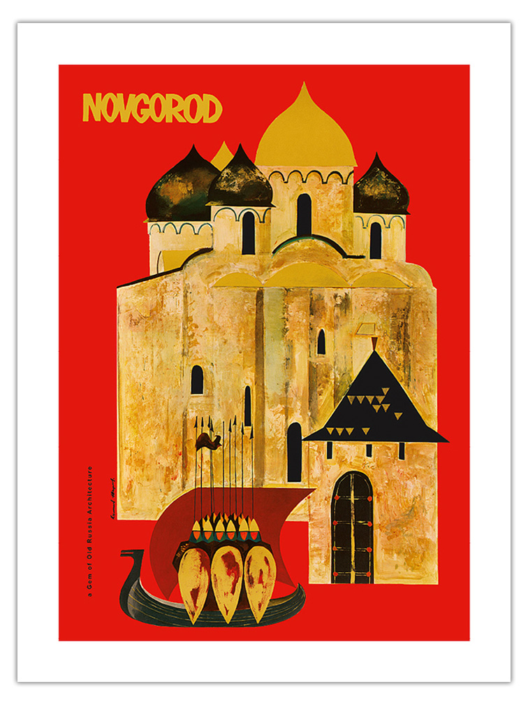 Novgorod, Russia a Gem of Old Russian Architecture - Vintage Travel Poster 1960 - Picture 12 of 25