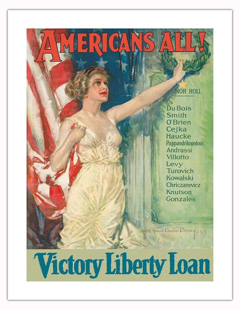 Americans All - Victory Liberty Loan - Vintage War Poster by H Chandler Christy - Picture 13 of 21