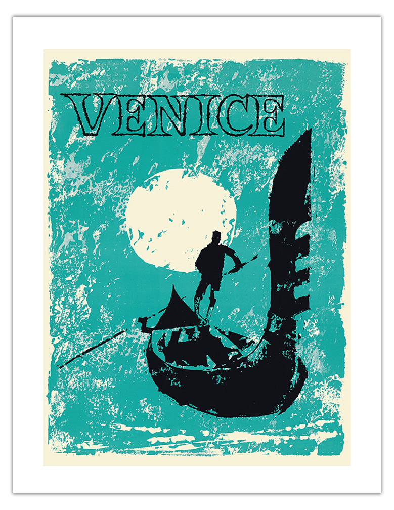 Venice, Italy - Venetian Gondola - Vintage Travel Poster 1960 - Picture 13 of 25
