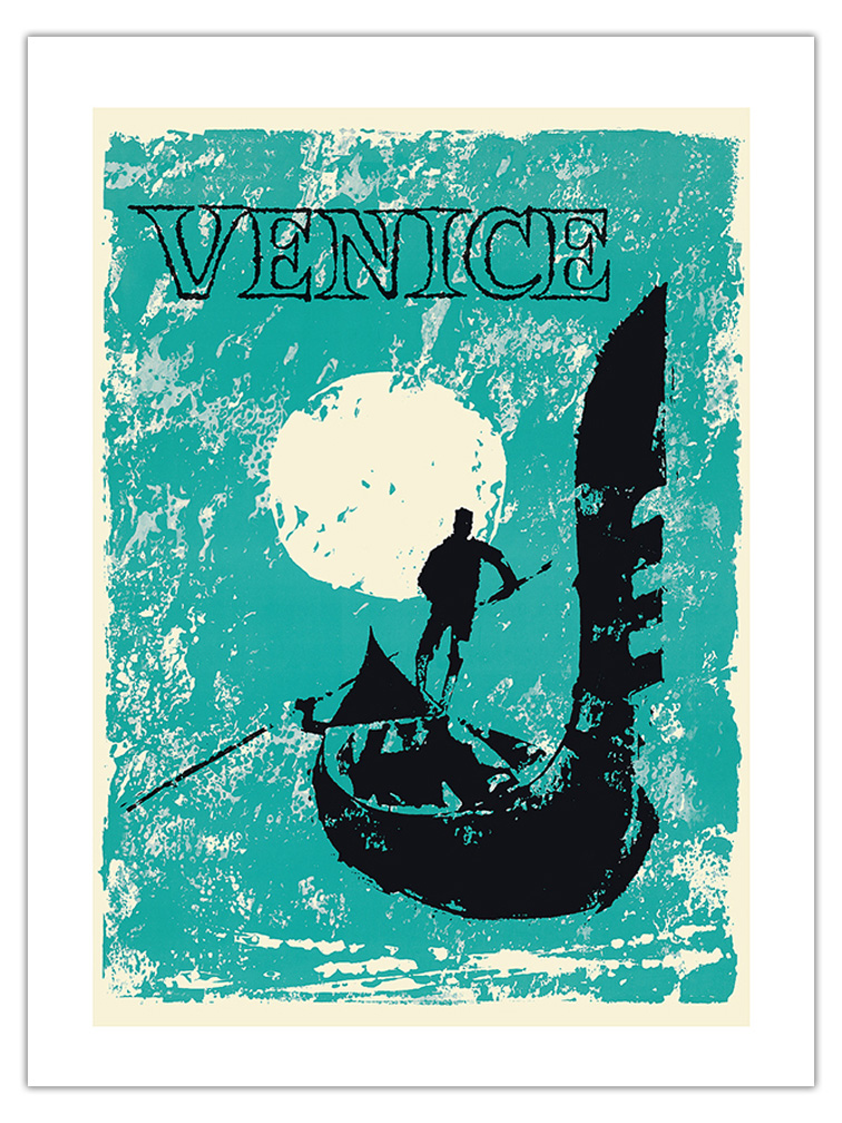 Venice, Italy - Venetian Gondola - Vintage Travel Poster 1960 - Picture 14 of 25