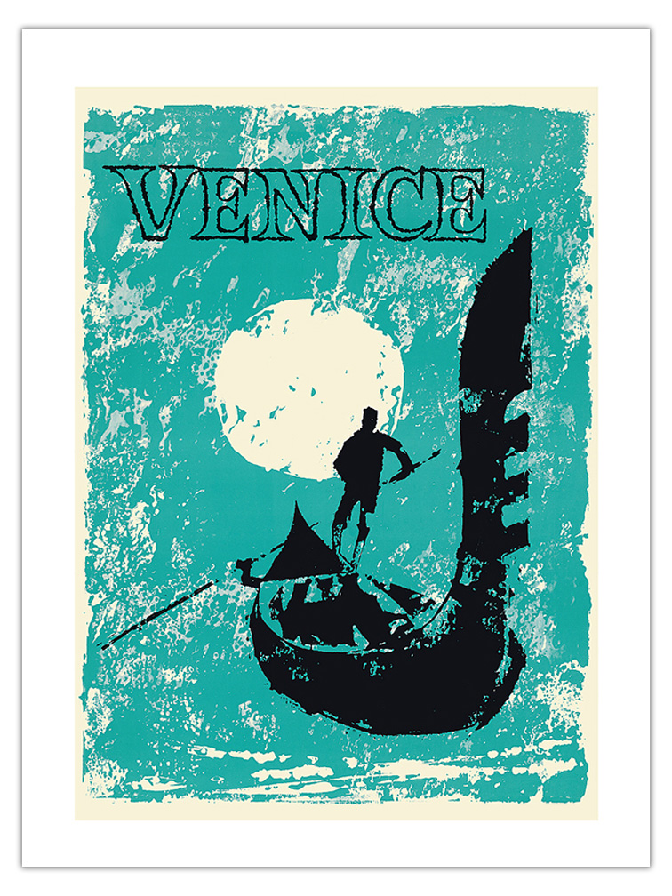Venice, Italy - Venetian Gondola - Vintage Travel Poster 1960 - Picture 15 of 25