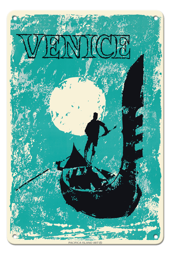 Venice, Italy - Venetian Gondola - Vintage Travel Poster 1960 - Picture 24 of 25