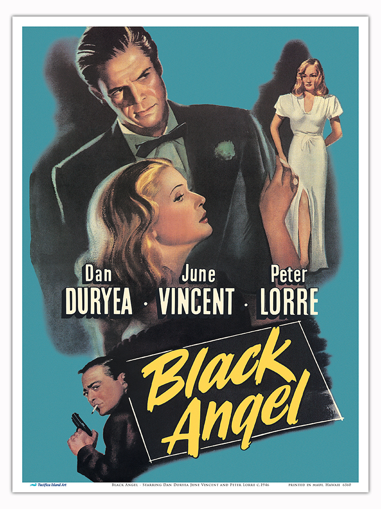 Black Angel with Dan Duryea & Peter Lorre - Vintage Film Noir Poster ...