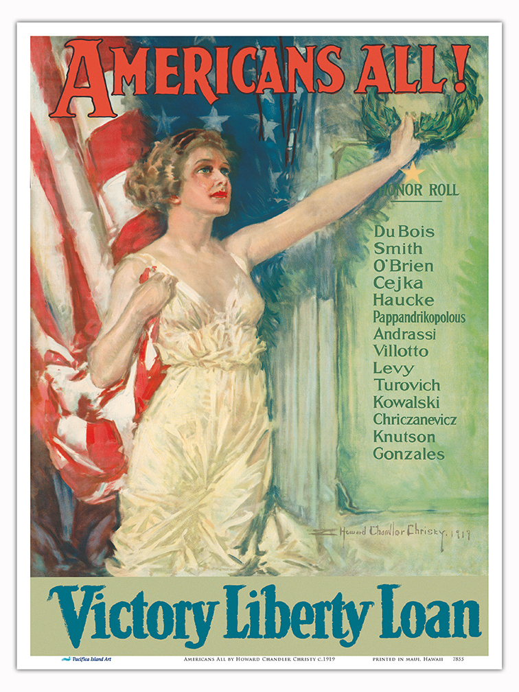 Americans All - Victory Liberty Loan - Vintage War Poster by H Chandler Christy - Picture 16 of 21