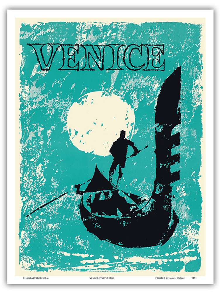 Venice, Italy - Venetian Gondola - Vintage Travel Poster 1960 - Picture 16 of 25