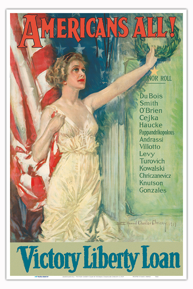Americans All - Victory Liberty Loan - Vintage War Poster by H Chandler Christy - Picture 17 of 21
