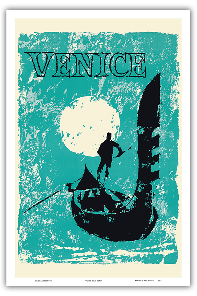 Venice, Italy - Venetian Gondola - Vintage Travel Poster 1960 - Picture 17 of 25