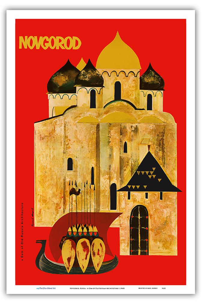 Novgorod, Russia a Gem of Old Russian Architecture - Vintage Travel Poster 1960 - Picture 17 of 25