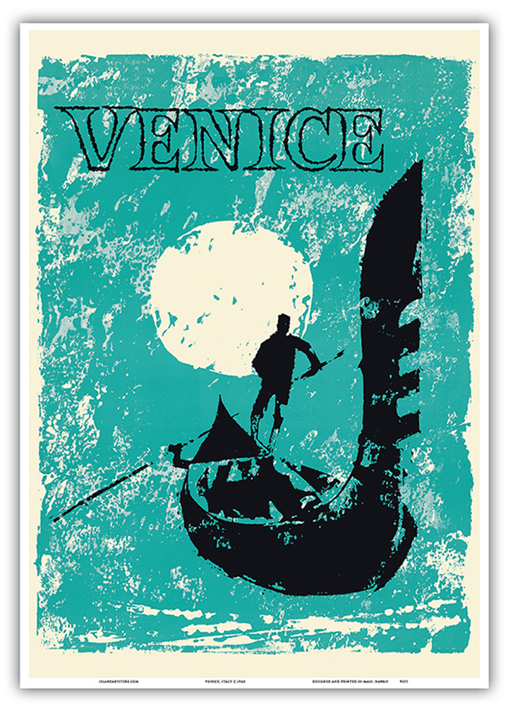 Venice, Italy - Venetian Gondola - Vintage Travel Poster 1960 - Picture 19 of 25