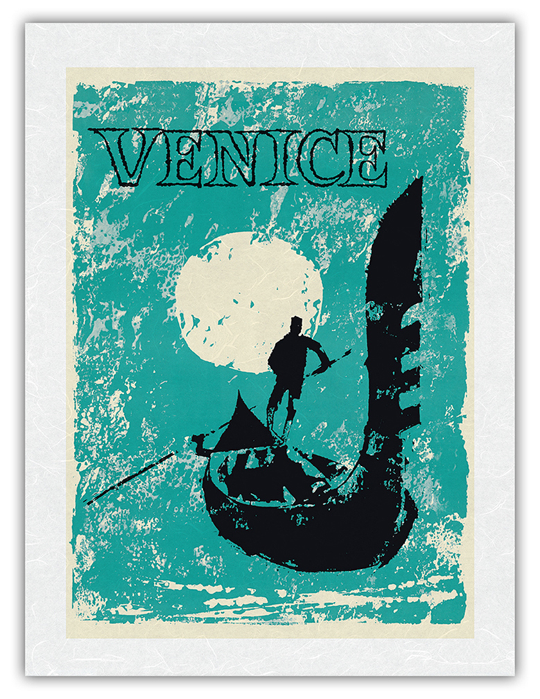 Venice, Italy - Venetian Gondola - Vintage Travel Poster 1960 - Picture 21 of 25