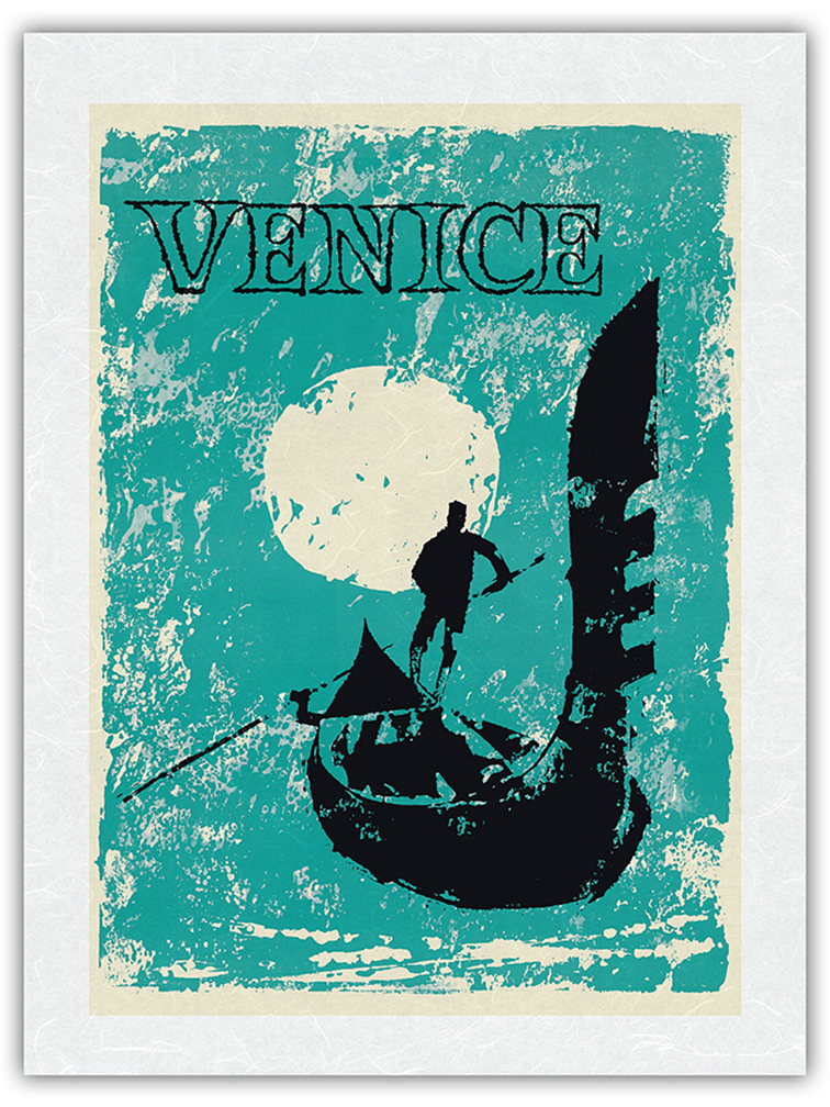 Venice, Italy - Venetian Gondola - Vintage Travel Poster 1960 - Picture 22 of 25