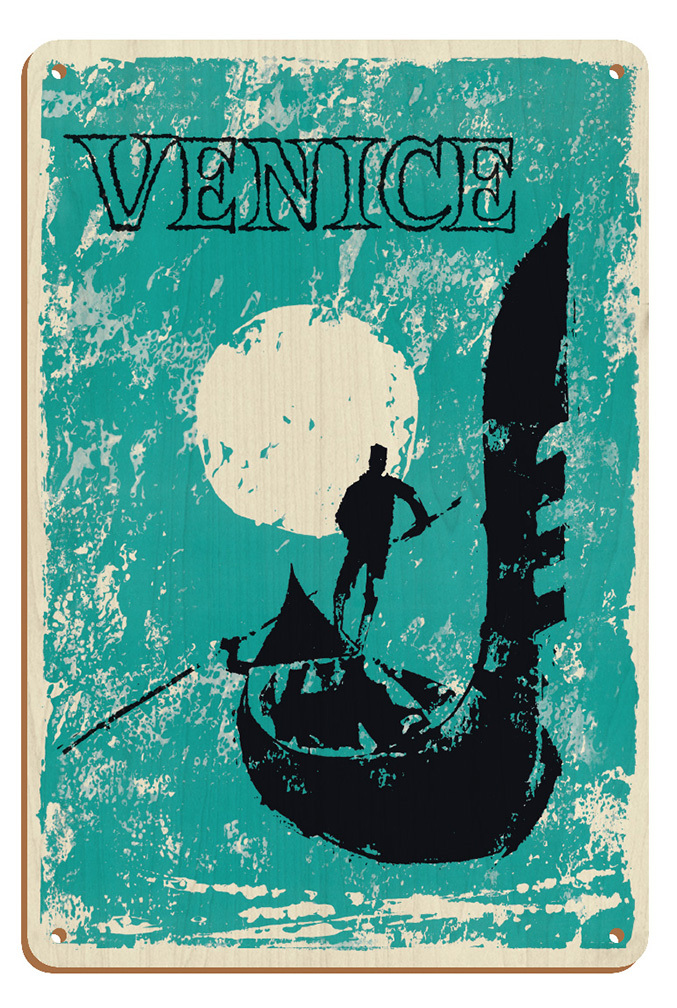Venice, Italy - Venetian Gondola - Vintage Travel Poster 1960 - Picture 25 of 25